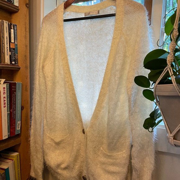 MINKPINK fuzzy off-white cardigan - Picture 1 of 3
